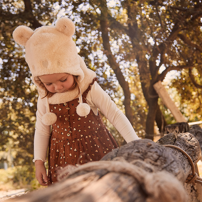 Σετ σκουφάκι, snood και γάντια sherpa για μωρό κορίτσι 