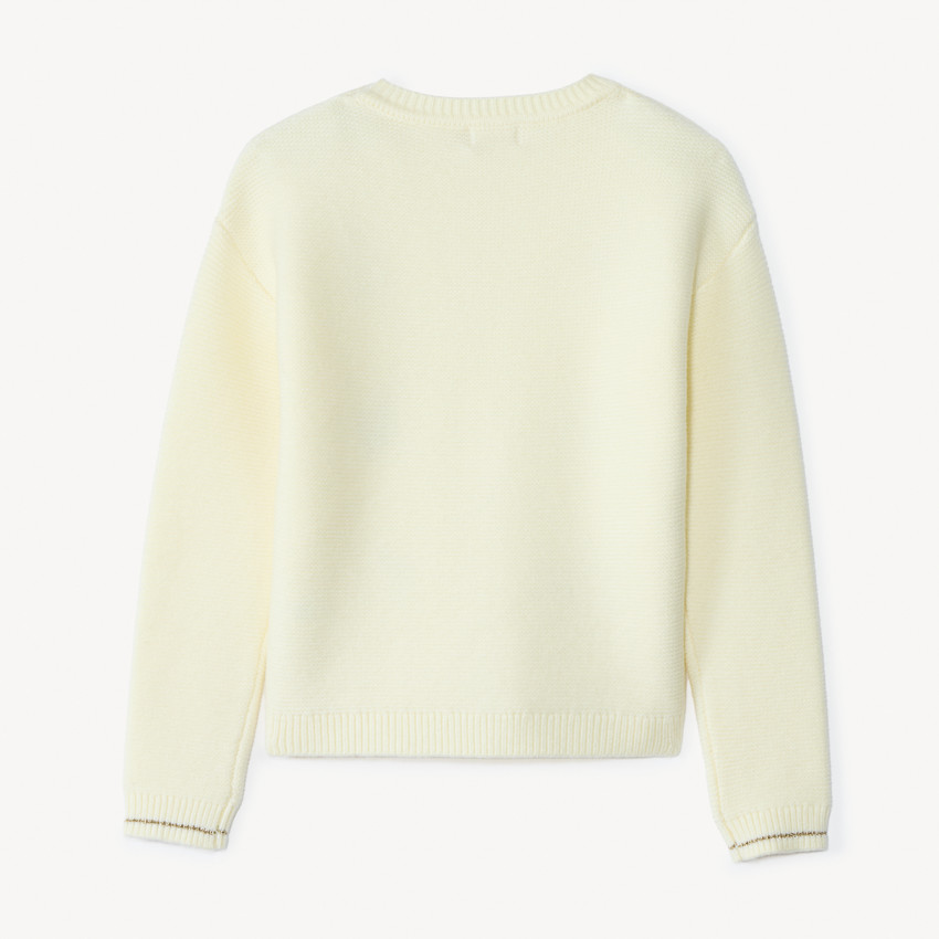 Pull manches longues en tricot fantaisie et broderie Noël pour fille  