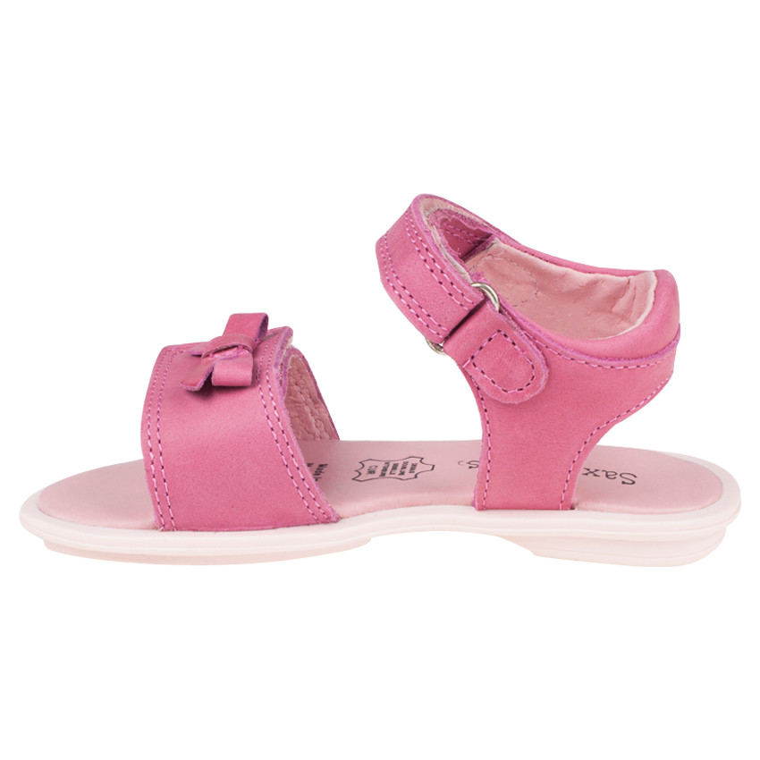 Nu-pieds roses en cuir à double scratch et noeud du 28 au 35 