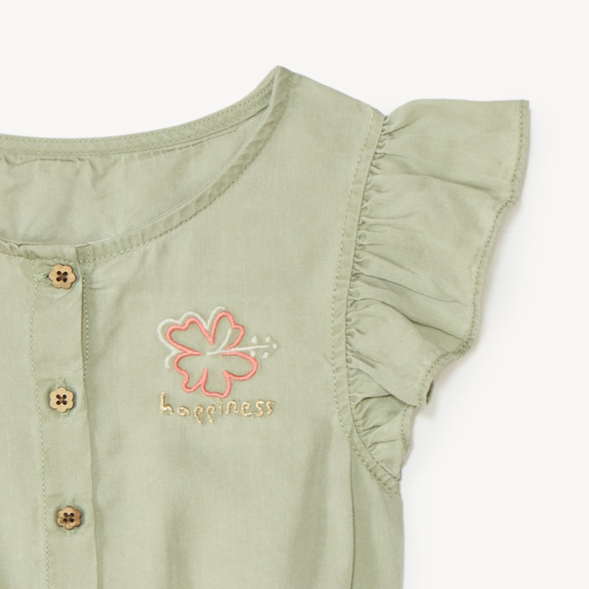 Combishort en sergé avec ceinture pour bébé fille 