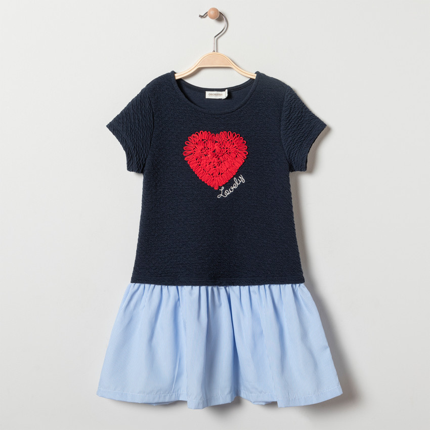 Φόρεμα molleton φαντεζί effet 2 σε 1 για κορίτσι 