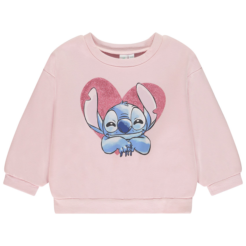 Φούτερ oversized με εκτύπωση glitter Stitch Disney για κορίτσι. 