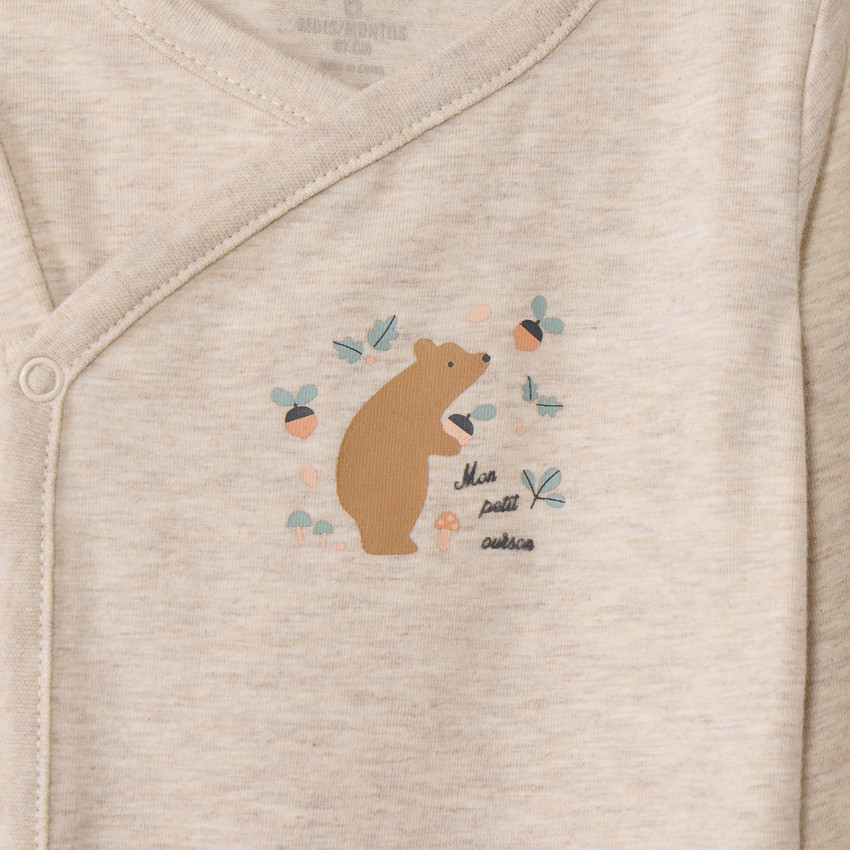 Lot de 5 bodies manches longues Ours pour bébé garçon avec ouvertures différentes selon l'âge 