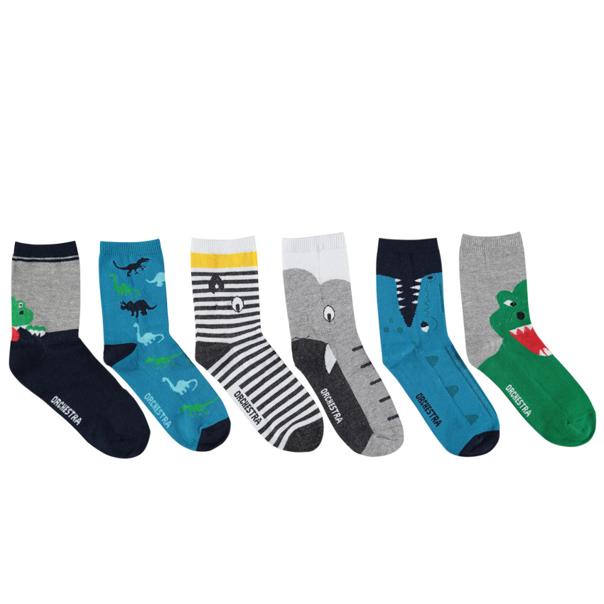 Σετ 6 ζευγάρια ασορτί κάλτσες με μοτίβο τα ζώα της ζούγκλας  