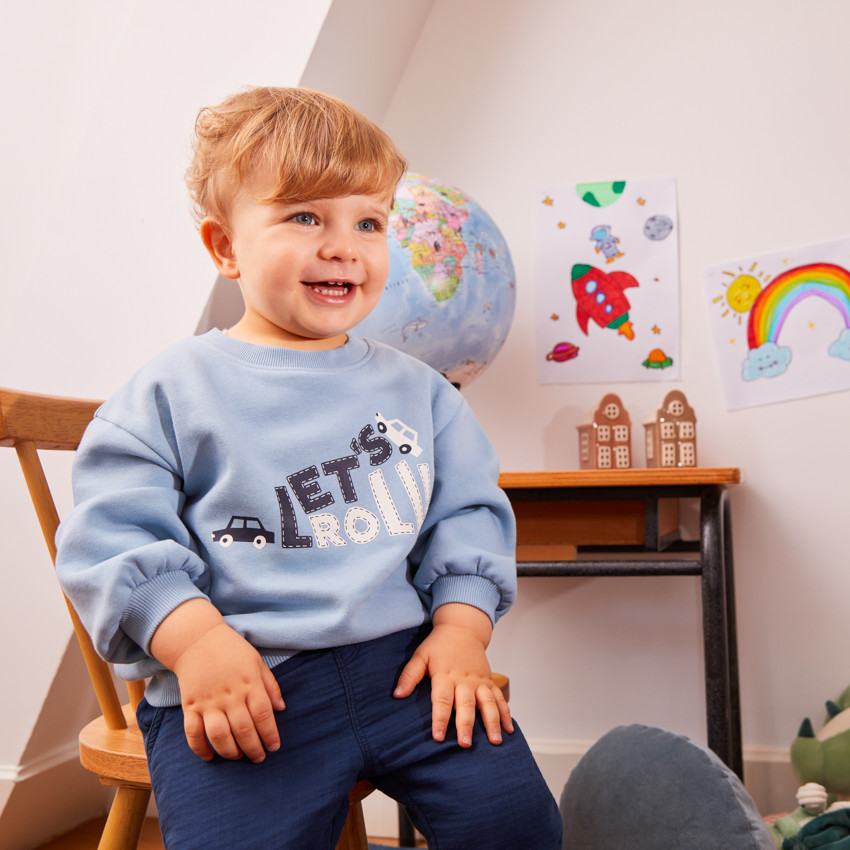 Φούτερ molleton oversize με φαντεζί τύπωμα για bebe αγόρι 