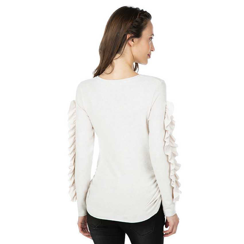 Πλεκτό εγκυμοσύνης με βολάν στα μανίκια 