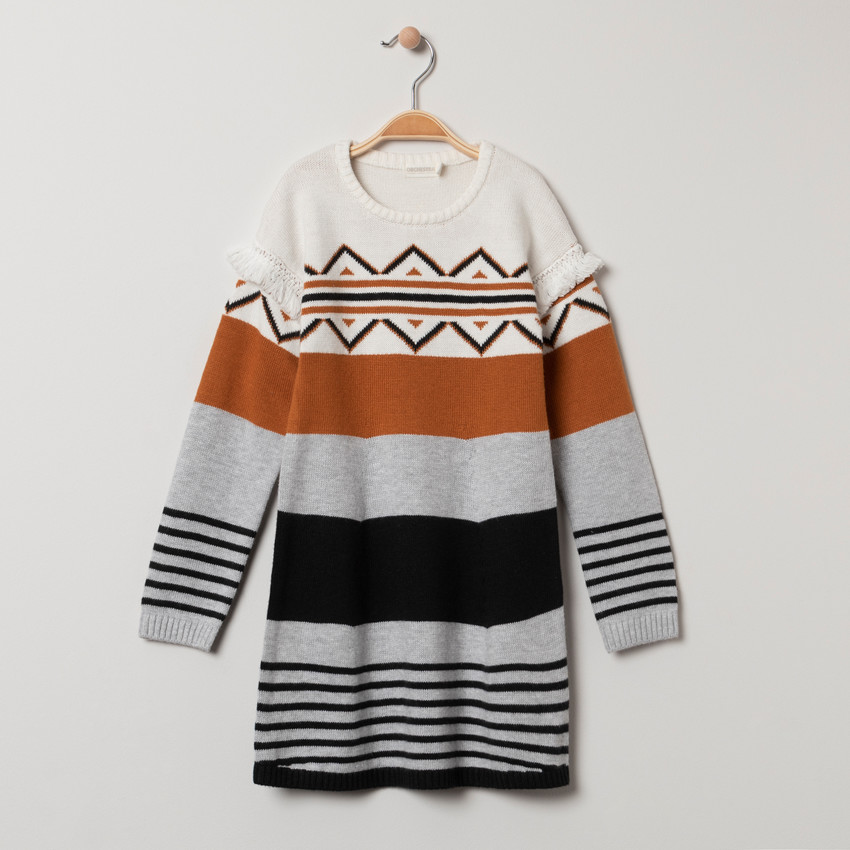 Φόρεμα πλεκτό με σχέδιο ethnique σε jacquard 