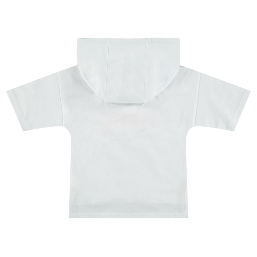 Κοντομάνικη μπλούζα με κουκούλα και μπουκλέ μήνυμα 