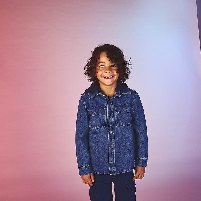 Surchemise en denim brodé et capuche amovible pour garçon  Additional Surchemise en denim brodé et capuche amovible pour garçon