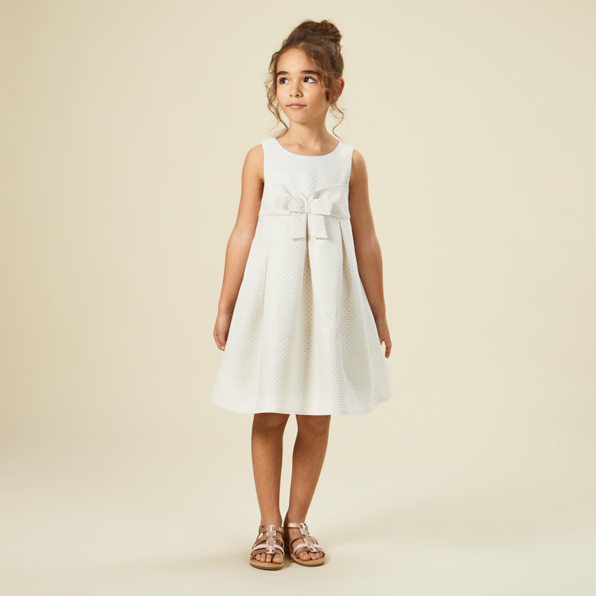 Robe de cérémonie en jacquard avec nœud pour fille 