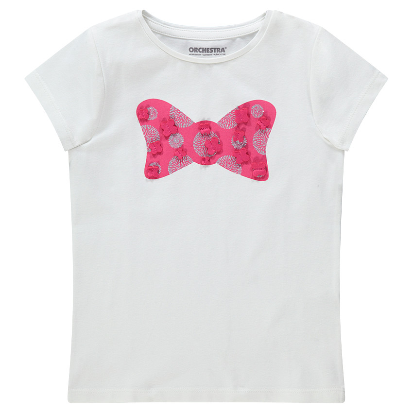 Κοντομάνικη μπλούζα με διακοσμητική στάμπα και ανάγλυφες λεπτομέρειες 