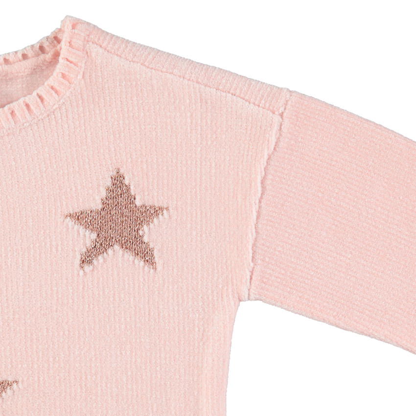 Σενίλ πλεκτό πουλόβερ με ζακάρ αστέρια 