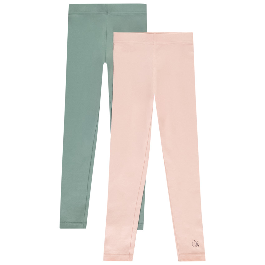 Lot de 2 leggings en jersey uni fille 
