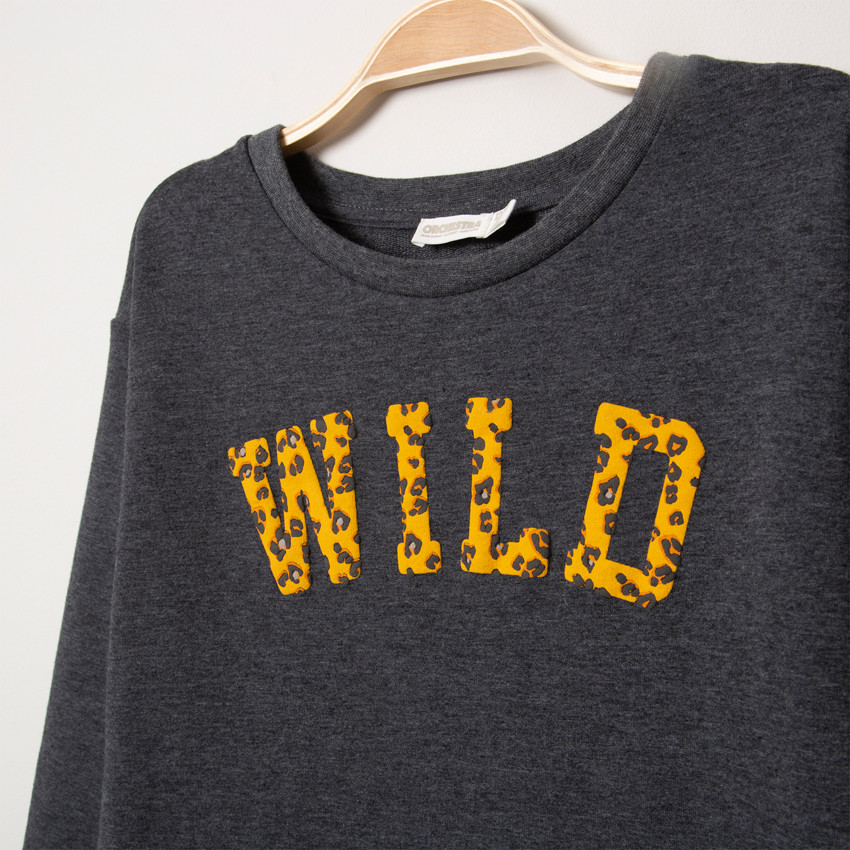 Παιδικά - Μακρυμάνικο φόρεμα πλεκτό καρό 2 σε 1 με μοτίβο λεοπάρ 