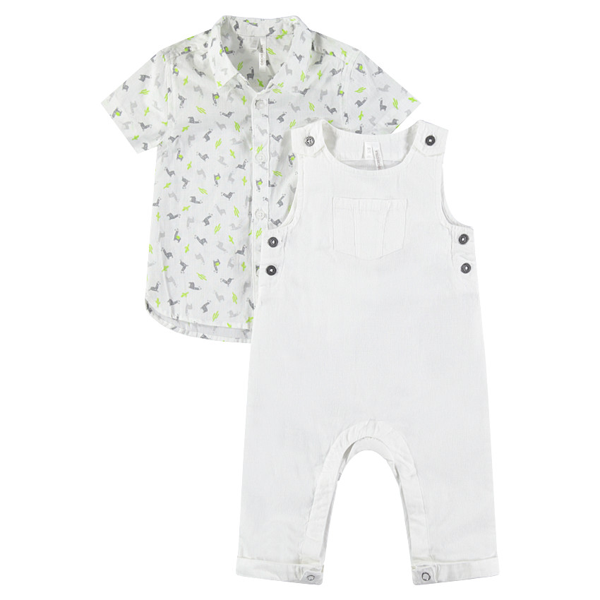 Σύνολο εμπριμέ πουκάμισο και μονόχρωμη σαλοπέτα 