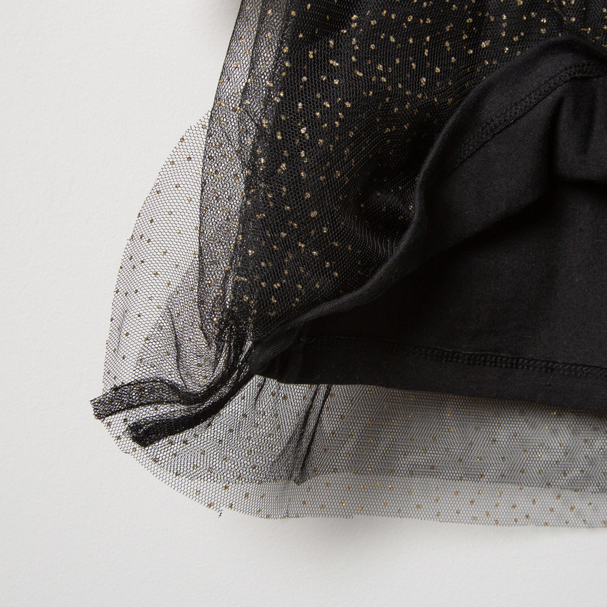 Μακρυμάνικο φόρεμα με κουκούλα, τούλι και μοτίβο Μίνι από «μαγικές» πούλιες 