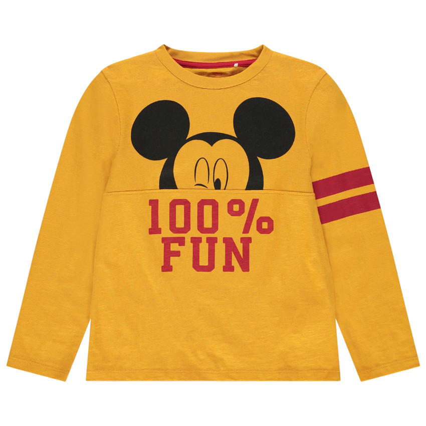 T-shirt manches longues en coton bio print Mickey Disney avec bandes   Additional T-shirt manches longues en coton bio print Mickey Disney avec bandes