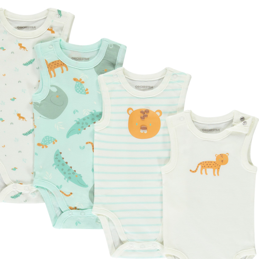 Σετ από 7 αμάνικα bodies με σχέδιο ζούγκλας για μωρό αγόρι 