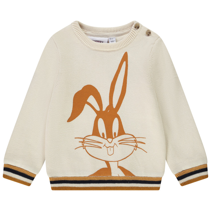 Πουλόβερ πλεκτό σχέδιο Bugs Bunny και  λεπτομέρειες ριγέ για bebe αγόρι 