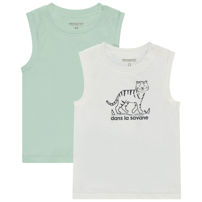 Σετ από 2 αμάνικα μπλουζάκια για bebe αγόρι 