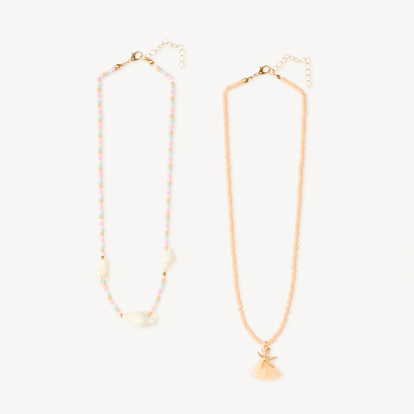 Σύνολο 2 κολιέ με πέρλες και κοχύλια για κορίτσι 