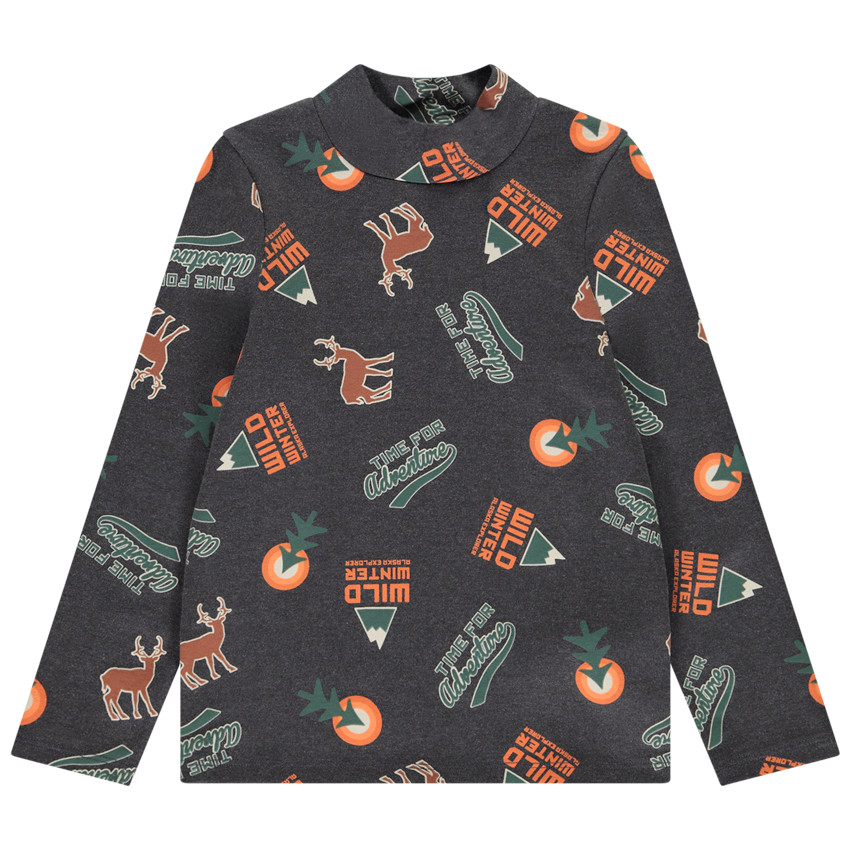 Πλεκτό με ψηλό λαιμό και φαντεζί σχέδιο για αγόρι 