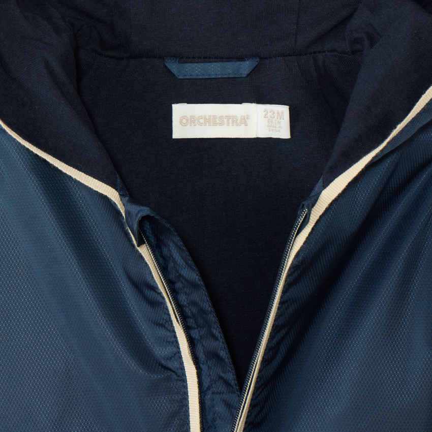 Αδιάβροχο μονόχρωμο μπουφάν με ζέρσεϊ επένδυση για μωρό αγόρι 