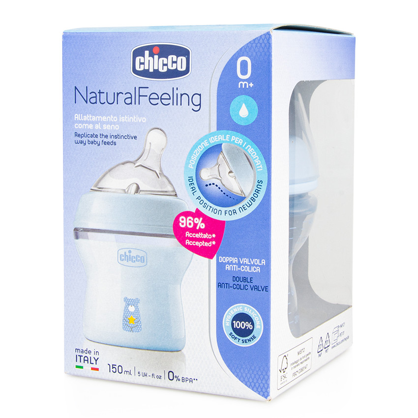 Μπιμπερό Πλαστικό Natural Feeling 150 ml 0m+ Σιέλ 