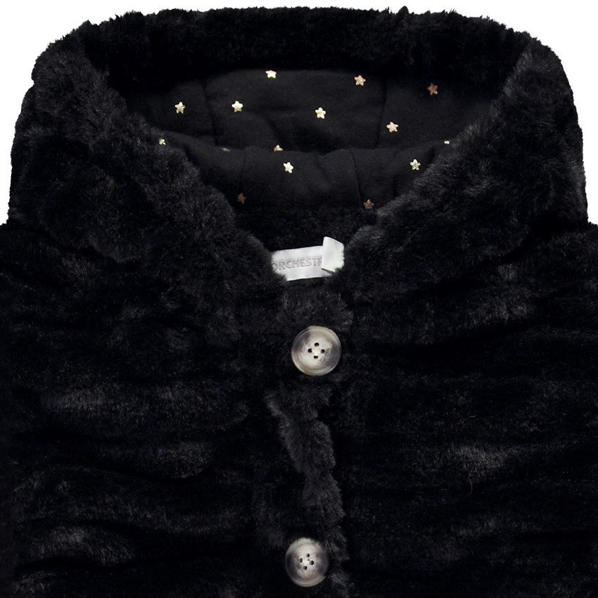 Παλτό με κουκούλα από συνθετική γούνα για κορίτσι 