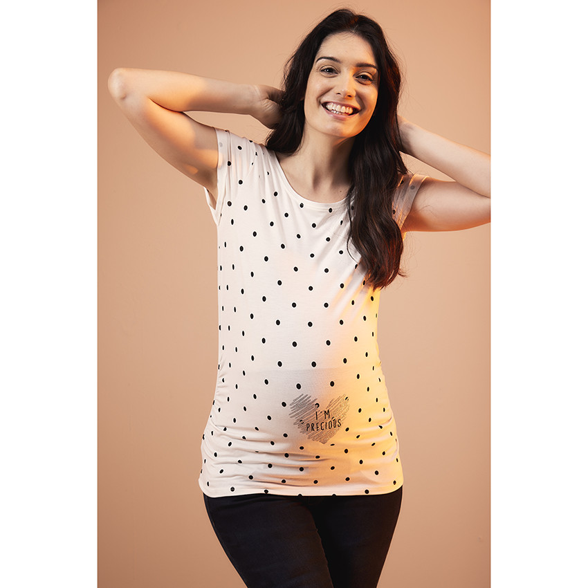 Κοντομάνικο μπλουζάκι εγκυμοσύνης από jersey με πουά σχέδιο 