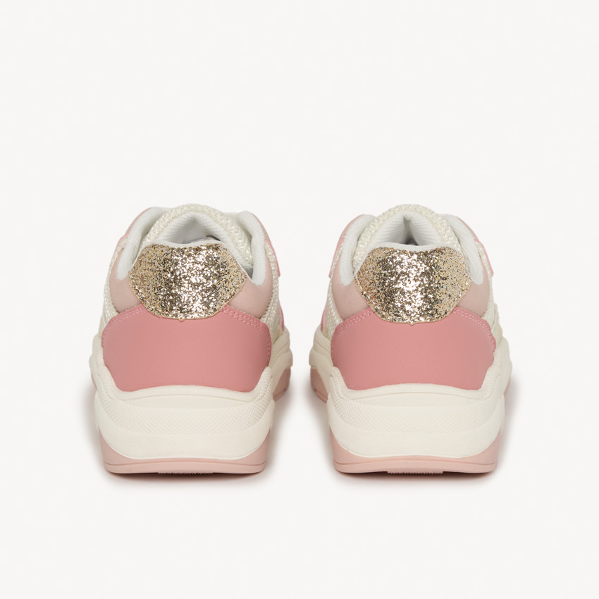 Αθλητικά παπούτσια τύπου sneakers με λεπτομέρειες με glitter για κορίτσι 