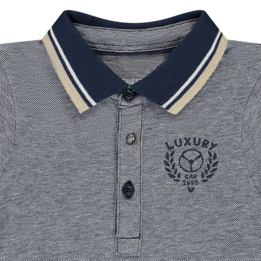 Πολό μακρυμάνικο πλεκτό με φαντεζί τύπωμα για bebe αγόρι 