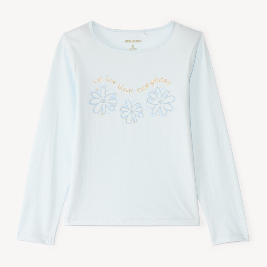 T-shirt με μακριά μανίκια και γυαλιστερή εκτύπωση κορίτσι 