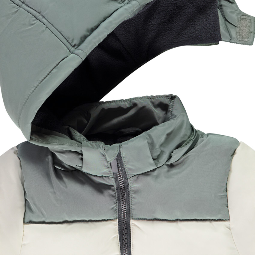 Μπουφάν με εφέ color block και αποσπώμενη κουκούλα για μωρό αγόρι 