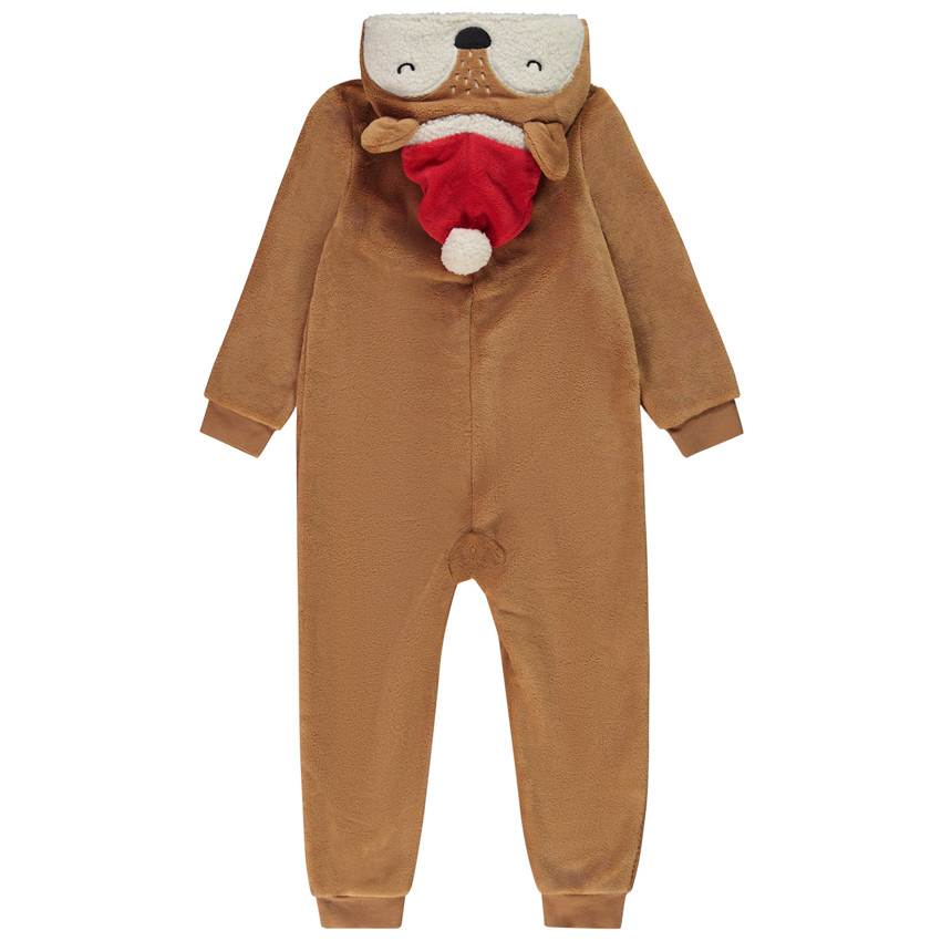 Σουρπυτζάμα σε sherpa με παιχνιδιάρικη κουκούλα για αγόρι 