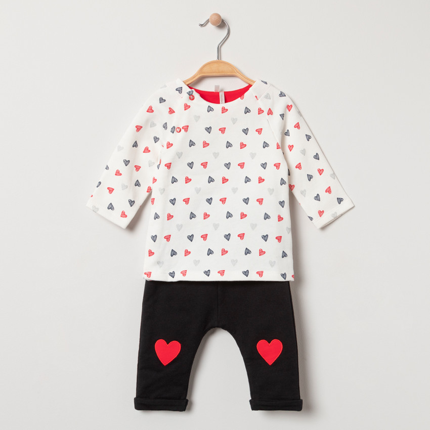 Jogging en molleton imprimé coeurs  