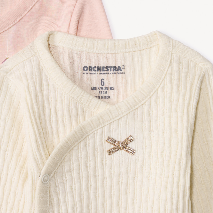 Σετ 5 μακρυμάνικα bodies jersey με σχέδιο Faon για bebe κορίτσι με διαφορετικό άνοιγμα ανάλογα με την ηλικία 