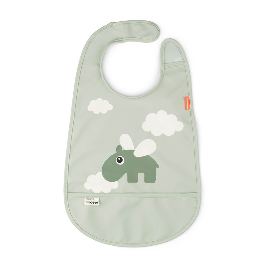 Bavoir avec velcro Happy clouds vert 