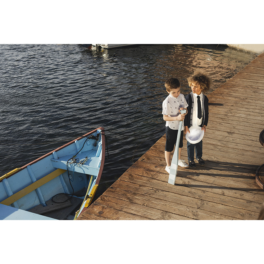 Πουκάμισο κοντομάνικο γιακάς mao για αγόρι 