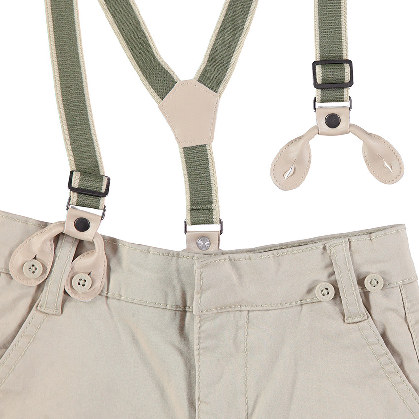 Μονόχρωμο παντελόνι από βαμβακερό σατέν με αφαιρούμενες τιράντες 