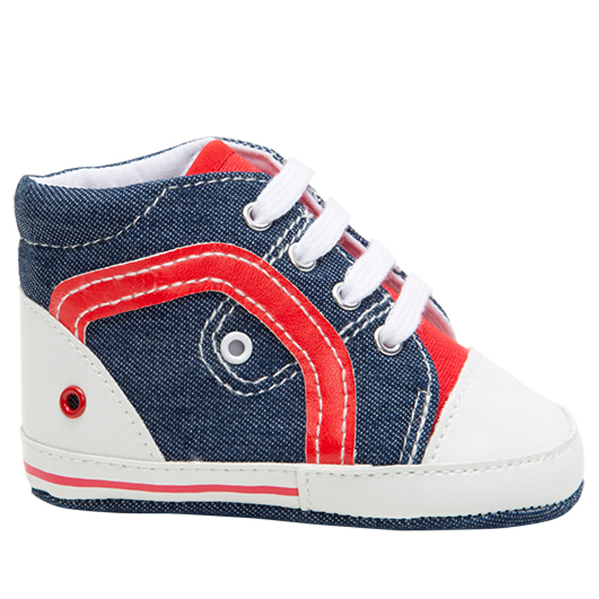 Αθλητικά παπούτσια από ύφασμα με εφέ τζιν και αντίθετα στοιχεία 