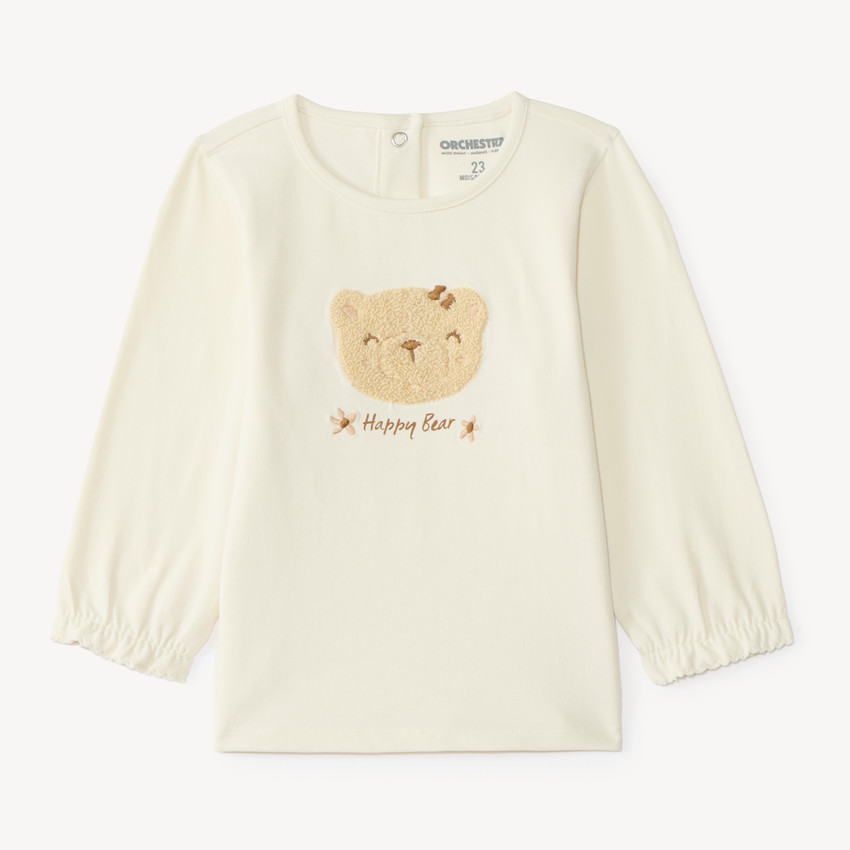 T-shirt à manches longues pour bébé fille avec patch ourson 