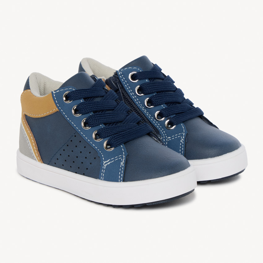 Μπότες χαμηλές με κορδόνια και φερμουάρ για μωρό αγόρι 