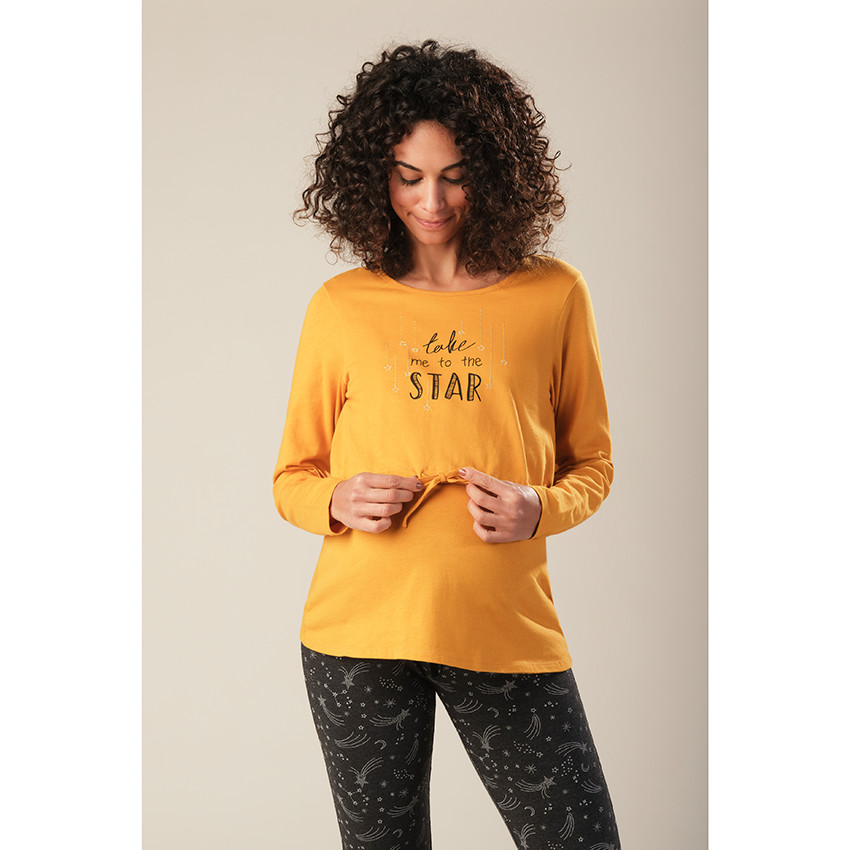 Tee-shirt manches longues homewear avec inscriptions 