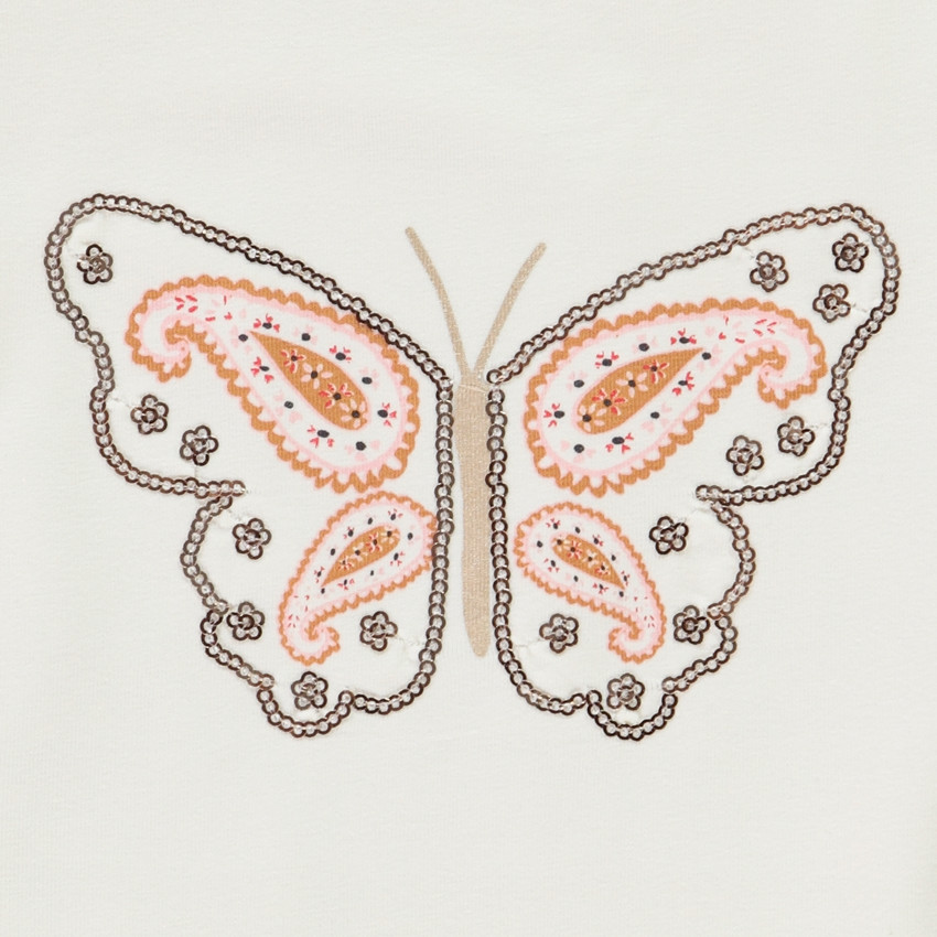 T-shirt κοντομάνικο με πεταλούδα από παγιέτες για κορίτσι 