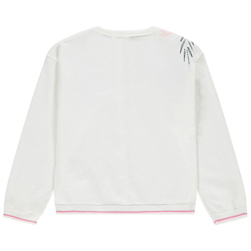 Πλεκτή ζακέτα με κεντημένο φλοράλ μοτίβο 