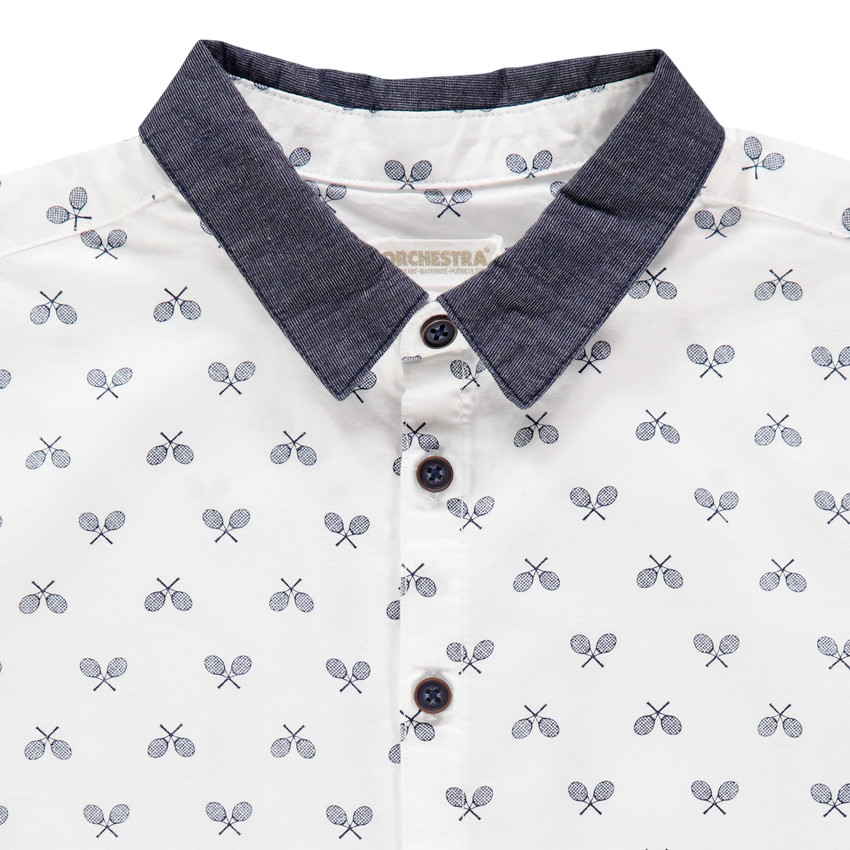 Πουκάμισο κοντομάνικο με σχέδιο με λεπτομέρειες chambray 