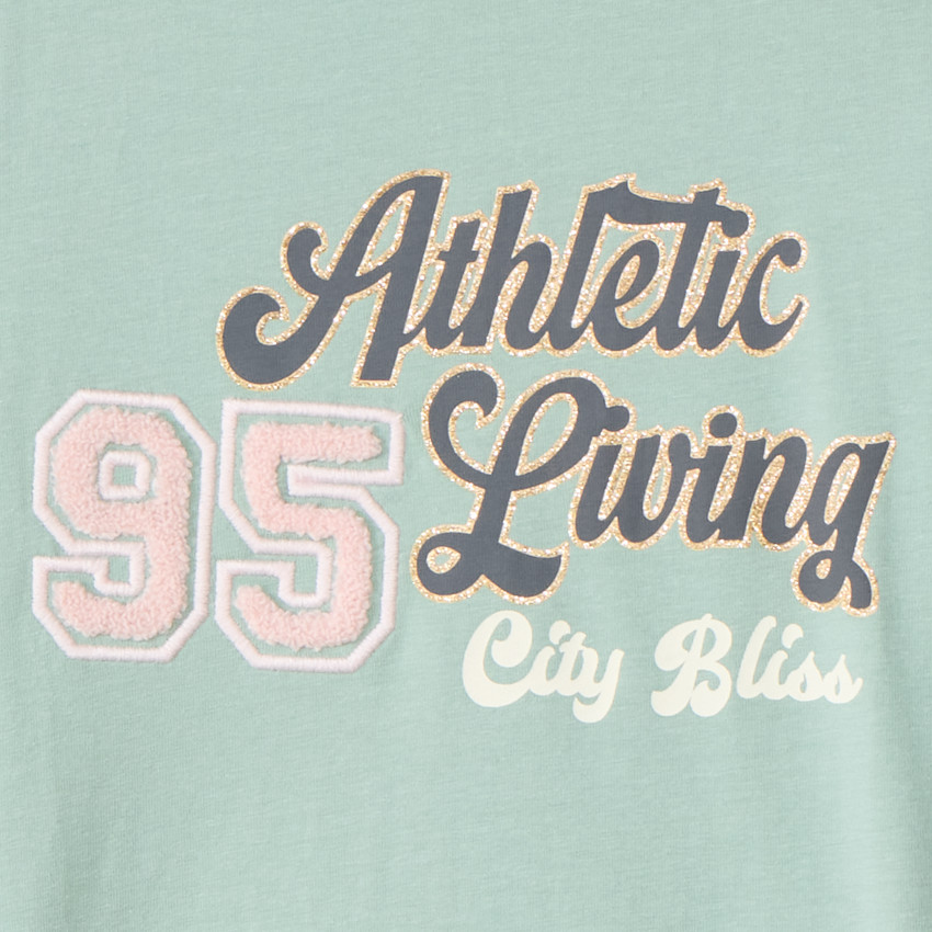 T-shirt manches longues printé à patchs pour fille 