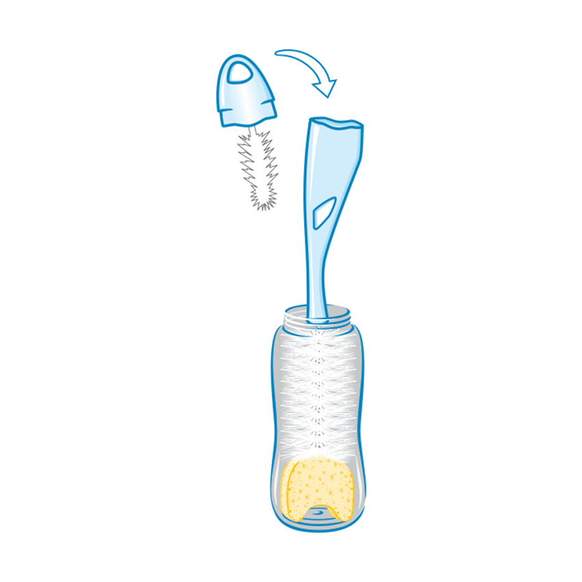 Goupillon pour tétine 2 en 1 avec embout éponge  