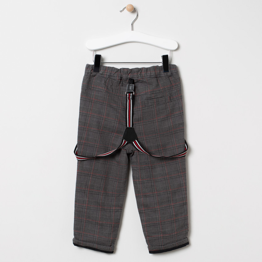 Ensemble cérémonie chemise à cravate + pantalon en Prince de Galles pour bébé garçon 